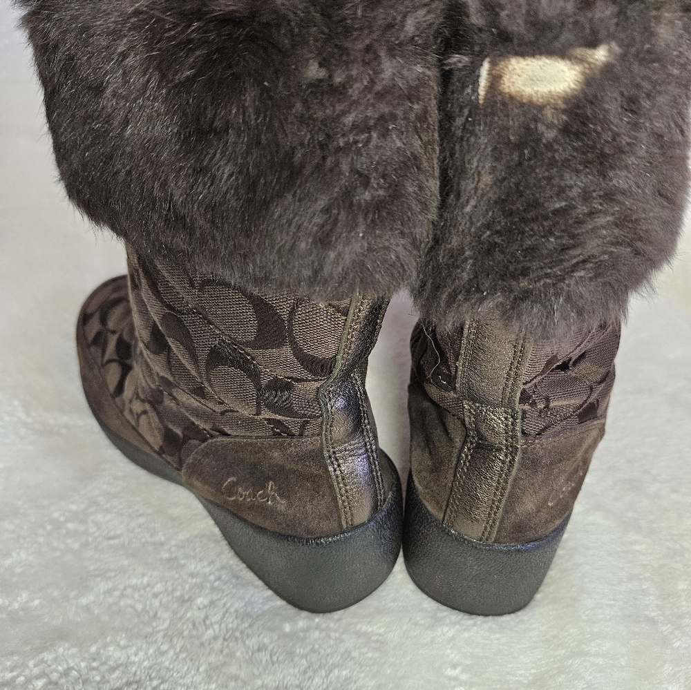 COACH brown swayed fur winter boots - Picture 5 of 11